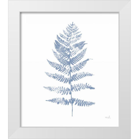 Fern Print II Blue No Shiplap White Modern Wood Framed Art Print by Hershey, Moira