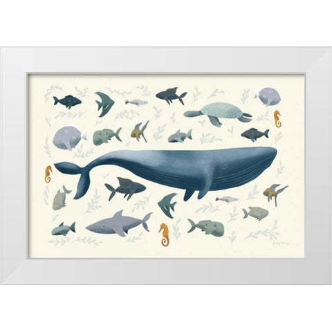 Ocean Life White Modern Wood Framed Art Print by Thorns, Becky