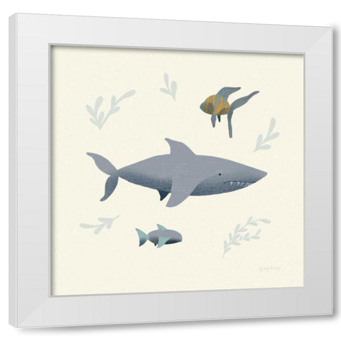 Ocean Life Shark White Modern Wood Framed Art Print by Thorns, Becky
