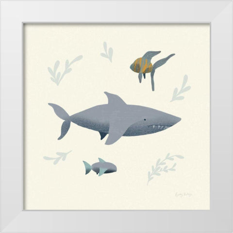 Ocean Life Shark White Modern Wood Framed Art Print by Thorns, Becky