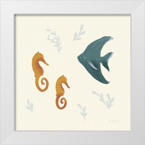 Ocean Life Seahorses White Modern Wood Framed Art Print by Thorns, Becky