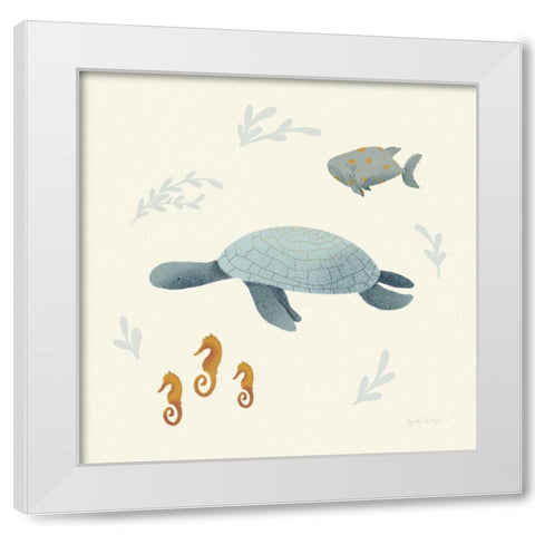 Ocean Life Sea Turtle White Modern Wood Framed Art Print by Thorns, Becky