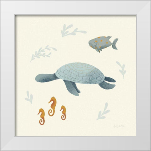 Ocean Life Sea Turtle White Modern Wood Framed Art Print by Thorns, Becky