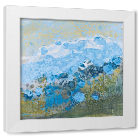 Blue Puffs White Modern Wood Framed Art Print by Griggs, Jan