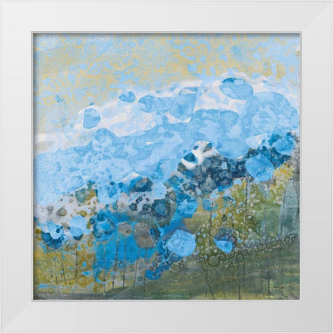 Blue Puffs White Modern Wood Framed Art Print by Griggs, Jan