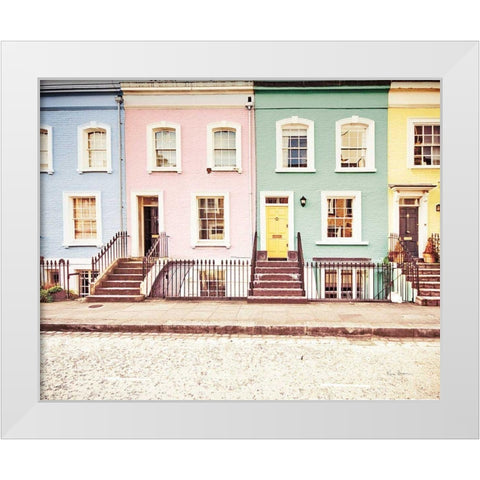 Chelsea Houses All Lined Up Spring White Modern Wood Framed Art Print by Bevan, Keri