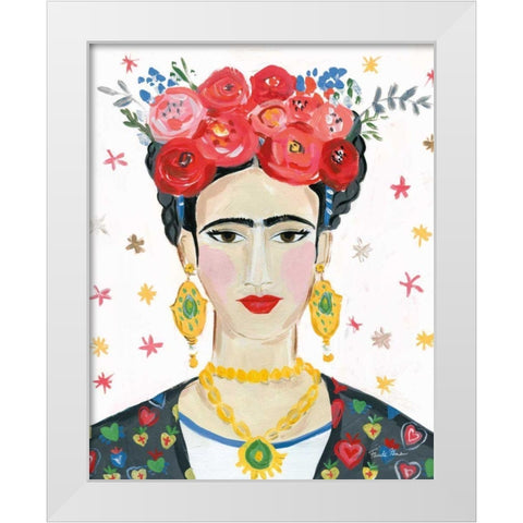 Homage to Frida Bright White Modern Wood Framed Art Print by Zaman, Farida