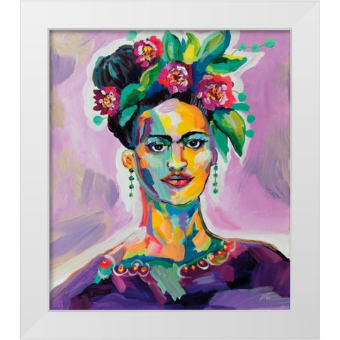 Frida v2 White Modern Wood Framed Art Print by Vertentes, Jeanette