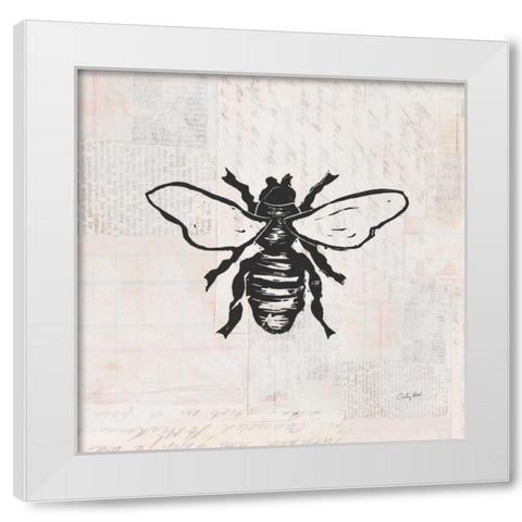 Bee Stamp BW White Modern Wood Framed Art Print by Prahl, Courtney