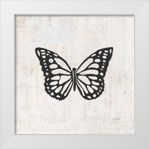 Butterfly Stamp BW White Modern Wood Framed Art Print by Prahl, Courtney