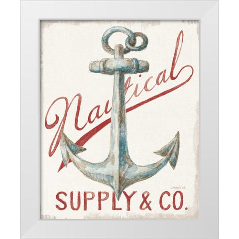 Floursack Nautical V Red White Modern Wood Framed Art Print by Nai, Danhui