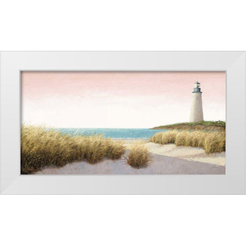 Lighthouse by the Sea Blush White Modern Wood Framed Art Print by Wiens, James