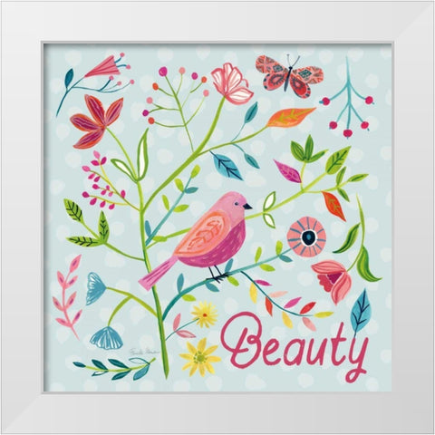 Budding Beauty III Light Blue White Modern Wood Framed Art Print by Zaman, Farida