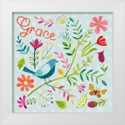 Budding Beauty IV Light Blue White Modern Wood Framed Art Print by Zaman, Farida