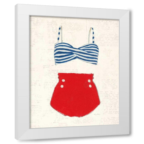 Retro Swimwear IV Newsprint White Modern Wood Framed Art Print by Adams, Emily