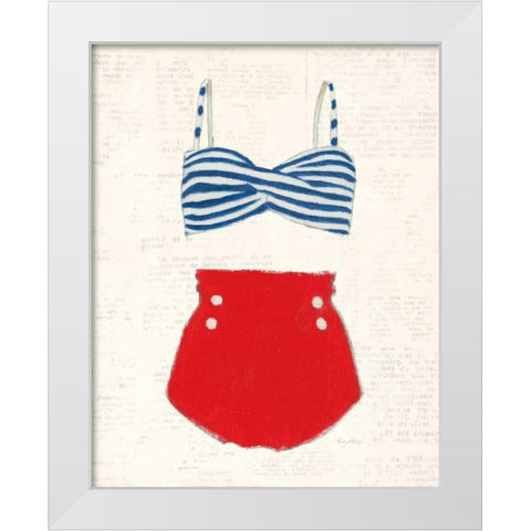 Retro Swimwear IV Newsprint White Modern Wood Framed Art Print by Adams, Emily