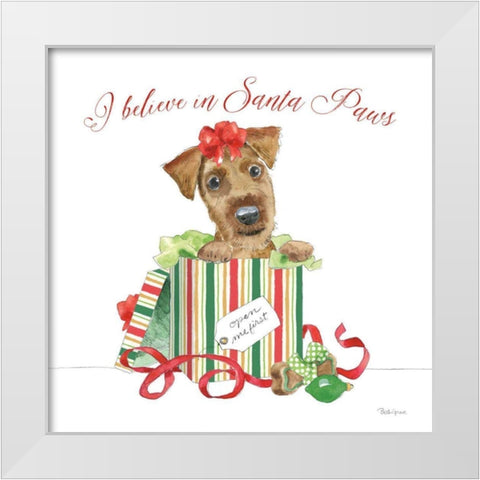 Holiday Paws II on White White Modern Wood Framed Art Print by Grove, Beth