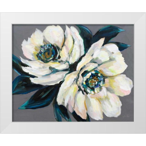 Peonies White Modern Wood Framed Art Print by Vertentes, Jeanette