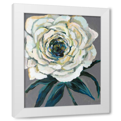 Rose White Modern Wood Framed Art Print by Vertentes, Jeanette