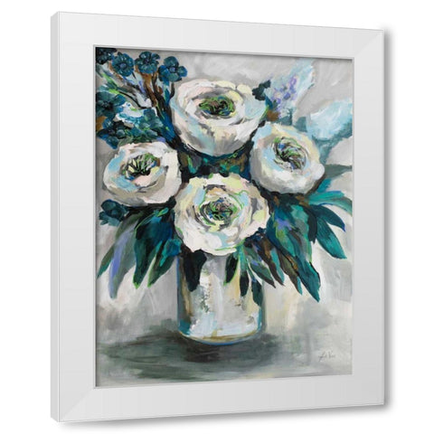 White Roses Bouquet White Modern Wood Framed Art Print by Vertentes, Jeanette