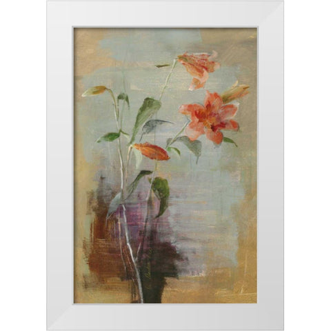 Contemporary Lilies I Crop White Modern Wood Framed Art Print by Nai, Danhui