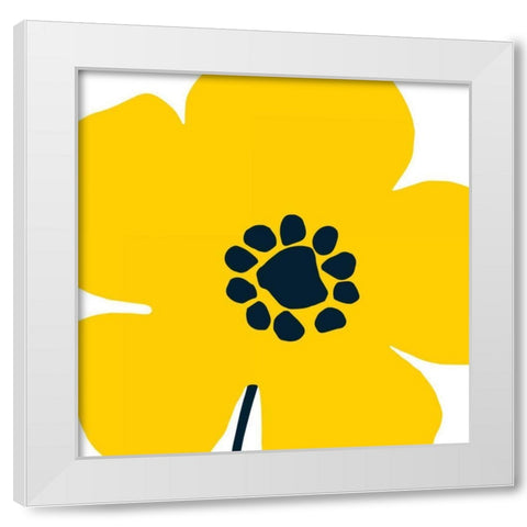 Pop Art Floral I Yellow White Modern Wood Framed Art Print by Wild Apple Portfolio