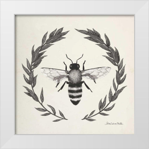 Happy to Bee Home I Neutral White Modern Wood Framed Art Print by Miller, Sara Zieve