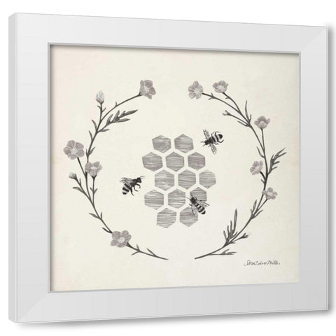Happy to Bee Home III Neutral White Modern Wood Framed Art Print by Miller, Sara Zieve