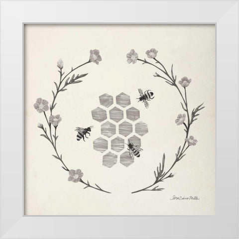 Happy to Bee Home III Neutral White Modern Wood Framed Art Print by Miller, Sara Zieve