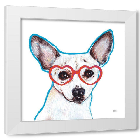 Bespectacled Pet I White Modern Wood Framed Art Print by Averinos, Melissa