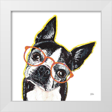 Bespectacled Pet IV White Modern Wood Framed Art Print by Averinos, Melissa