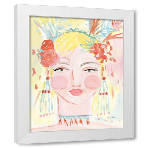 Boho Lady I White Modern Wood Framed Art Print by Zaman, Farida