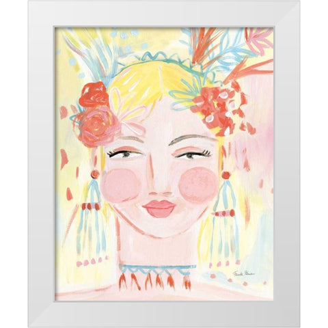 Boho Lady I White Modern Wood Framed Art Print by Zaman, Farida