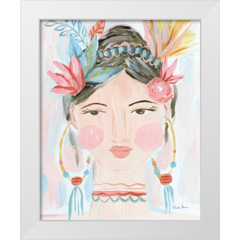 Boho Lady II White Modern Wood Framed Art Print by Zaman, Farida
