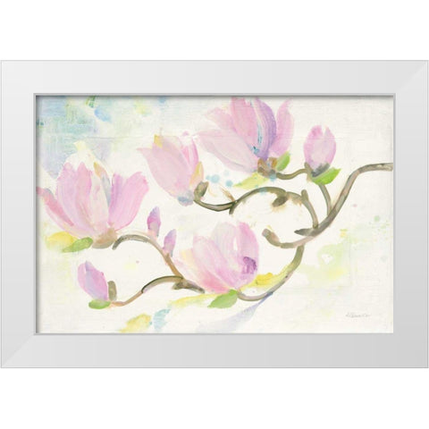 Flowering Branches White Modern Wood Framed Art Print by Hristova, Albena