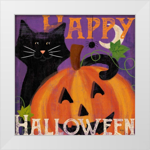 Festive Felines II White Modern Wood Framed Art Print by Charron, Veronique