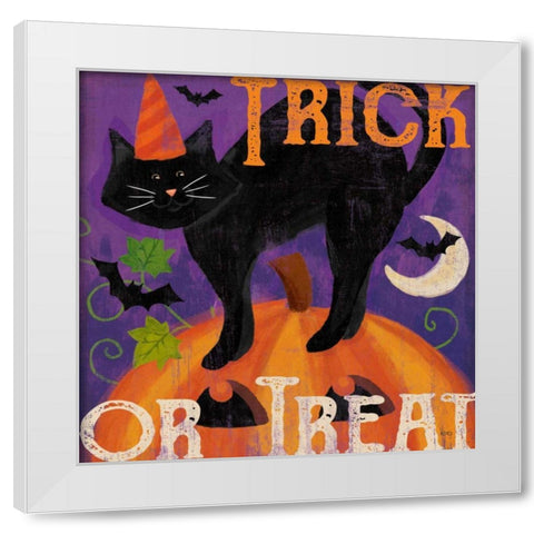 Festive Felines V White Modern Wood Framed Art Print by Charron, Veronique