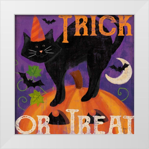 Festive Felines V White Modern Wood Framed Art Print by Charron, Veronique