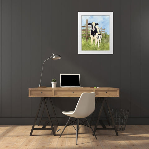 Farm Family Cows White Modern Wood Framed Art Print by McKenna, Kathleen Parr