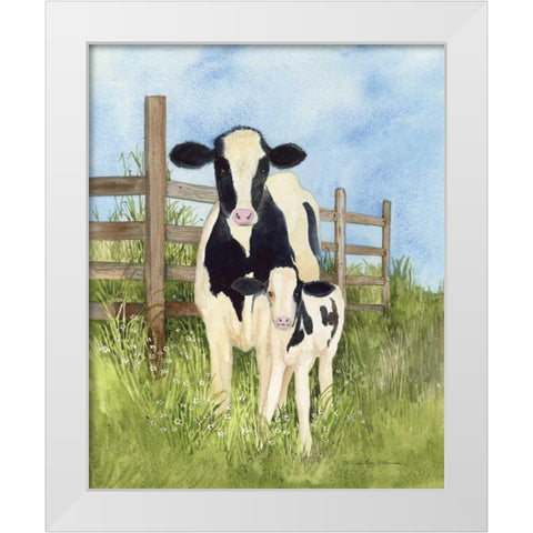 Farm Family Cows White Modern Wood Framed Art Print by McKenna, Kathleen Parr