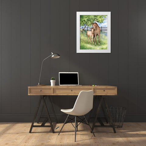 Farm Family Horses White Modern Wood Framed Art Print by McKenna, Kathleen Parr