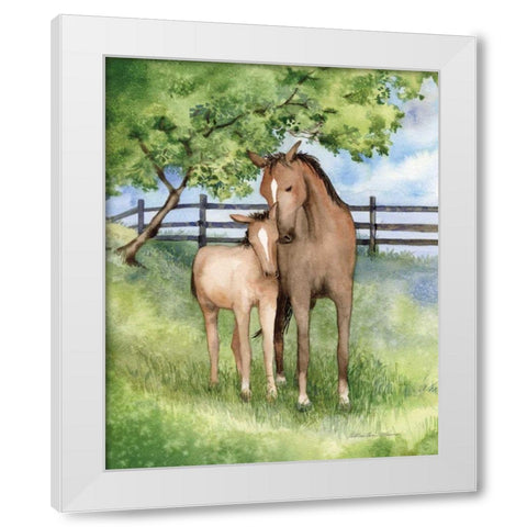 Farm Family Horses White Modern Wood Framed Art Print by McKenna, Kathleen Parr