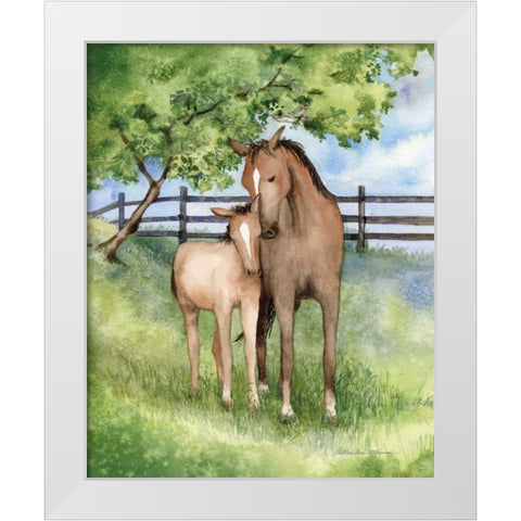 Farm Family Horses White Modern Wood Framed Art Print by McKenna, Kathleen Parr