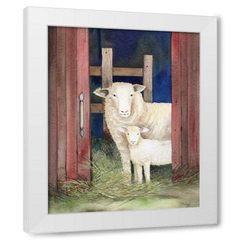 Farm Family Sheep White Modern Wood Framed Art Print by McKenna, Kathleen Parr