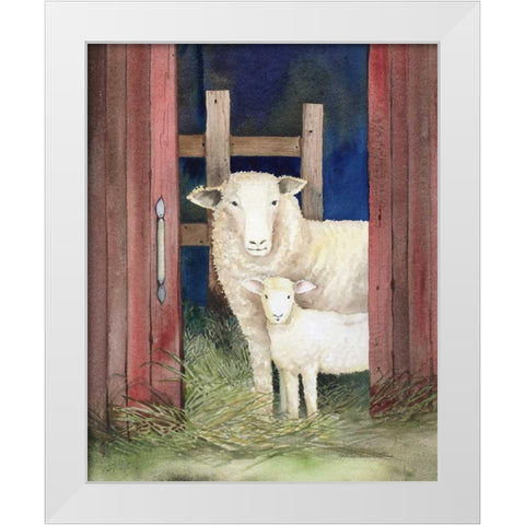 Farm Family Sheep White Modern Wood Framed Art Print by McKenna, Kathleen Parr