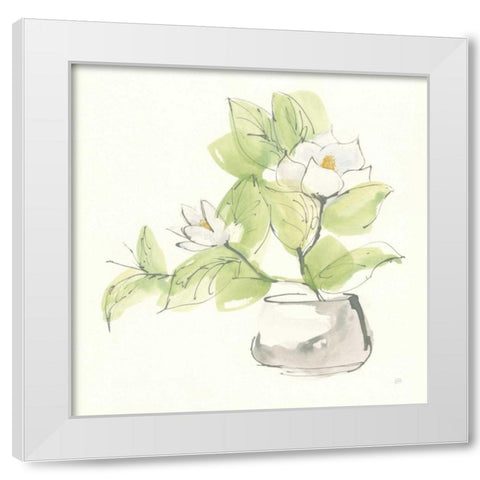 Plant Magnolia I White Modern Wood Framed Art Print by Paschke, Chris