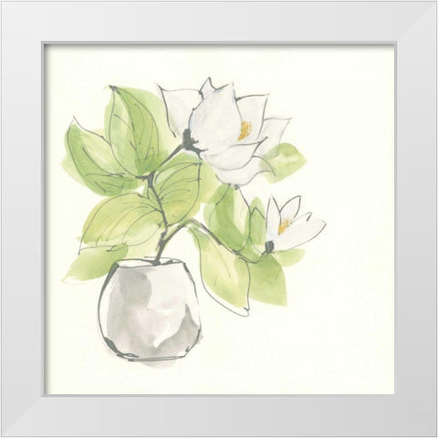 Plant Magnolia II White Modern Wood Framed Art Print by Paschke, Chris
