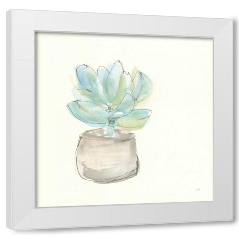 Succulent I White Modern Wood Framed Art Print by Paschke, Chris