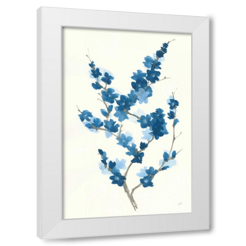 Blue Branch II White Modern Wood Framed Art Print by Paschke, Chris