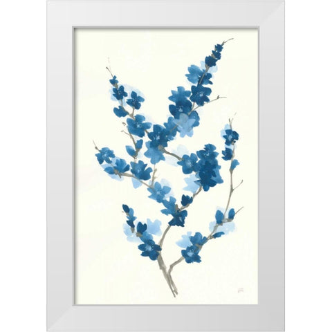 Blue Branch II White Modern Wood Framed Art Print by Paschke, Chris